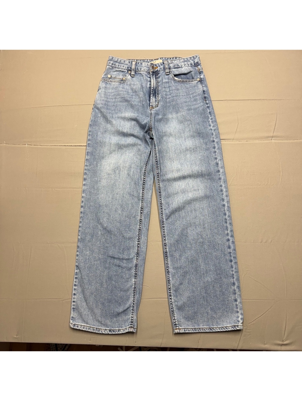 OAT New York Womens Cloud Luxe Wide Leg Cotton Denim Jeans Size 6 Light Blue